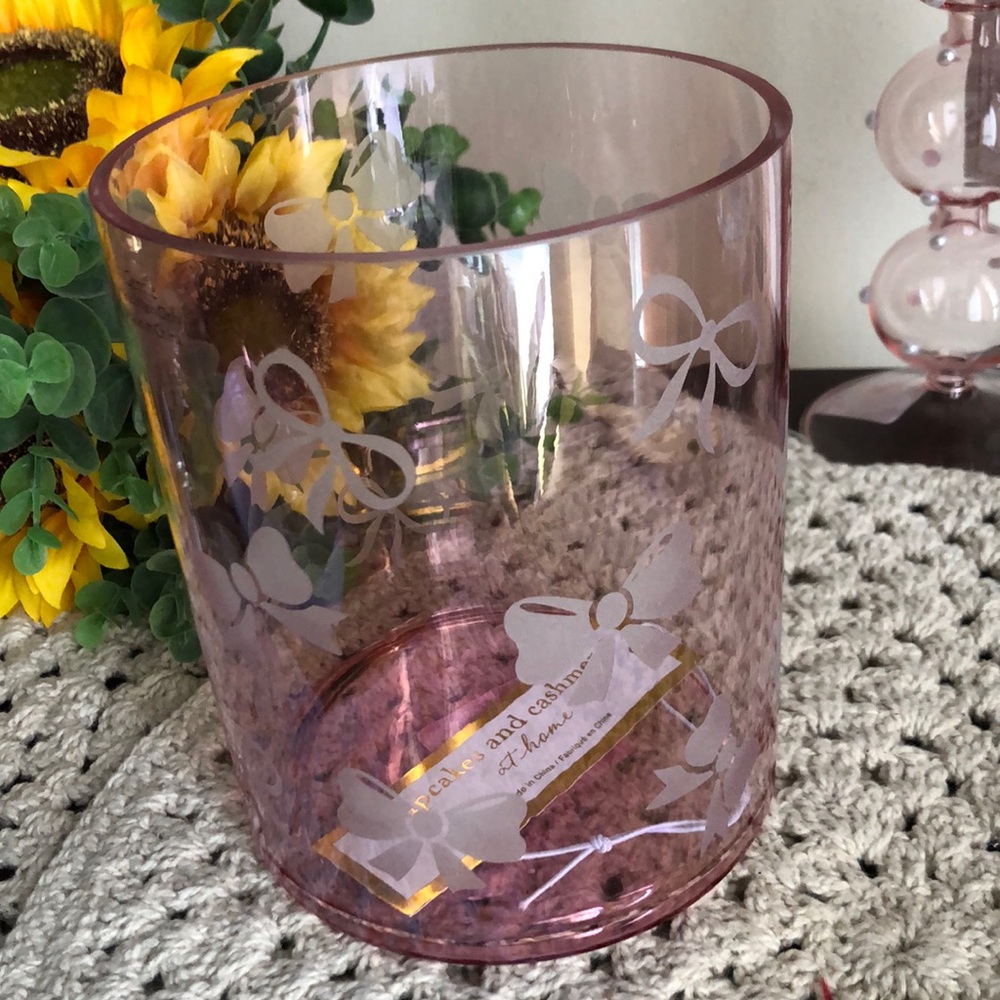 Cupcakes & Cashmere Pink BOWS Glass Vase Home Decor